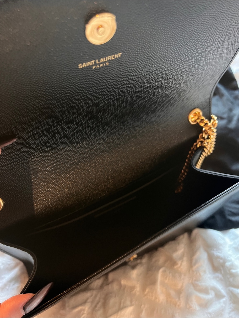 Saint Laurent Kate Black Leather Shoulder Bag with Gold YSL Logo - Picture 4 of 6